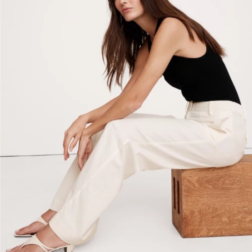 Banana Republic Women's The Everyday Wide-Leg Pant, Ivory Color S